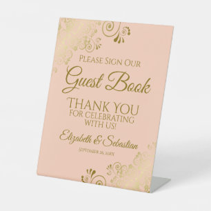 Coral Peach & Gold Please Sign our Guest Book Sign
