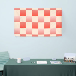 Coral Peach Gradient Chequered Banner