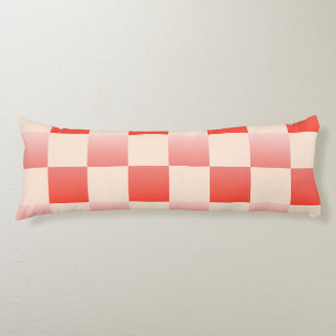 Coral Peach Gradient Chequered Body Cushion