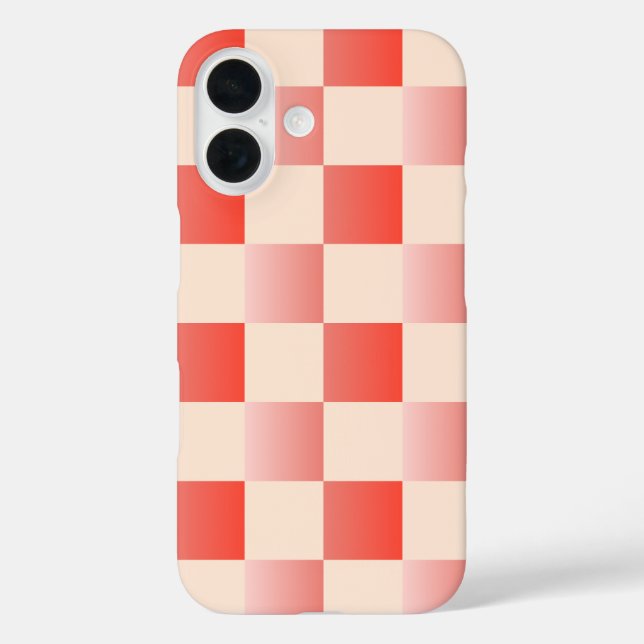 Coral Peach Gradient Chequered Case-Mate iPhone Case (Back)