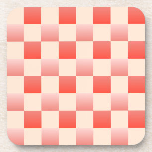 Coral Peach Gradient Chequered Coaster