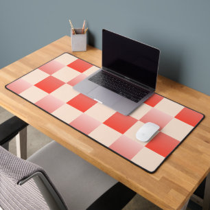 Coral Peach Gradient Chequered Desk Mat