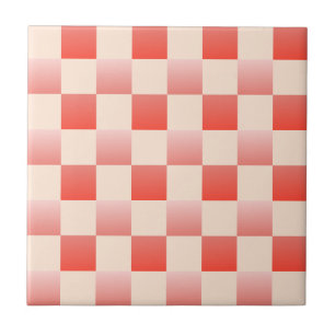 Coral Peach Gradient Chequered Tile