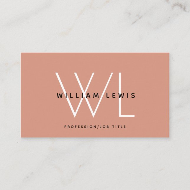 Coral Peach Modern Minimalist Social Media Icons Business Card (Front)