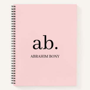 Coral Peach Monogram Minimalist Design Notebook