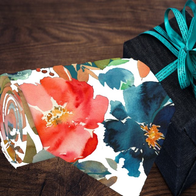 Coral Peach Navy Blue Roses Floral Neck Tie (Creator Uploaded)