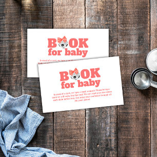 Coral Peach Oh Baby Bow Soccer Books Baby Shower Enclosure Card