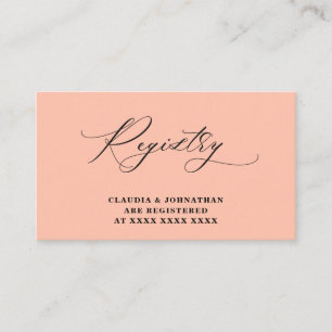 Coral Peach Pastel Registry Bridal Shower Enclosure Card