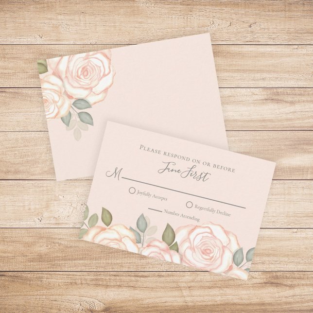 Coral Peach Pink Foliage Wedding Meal Choice RSVP Card (Creator Uploaded)
