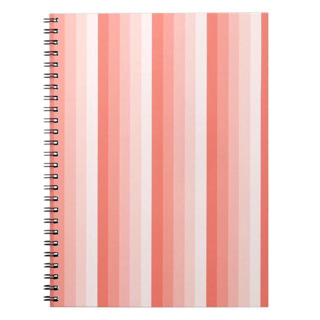 Coral peach shadow stripes notebook (Front)