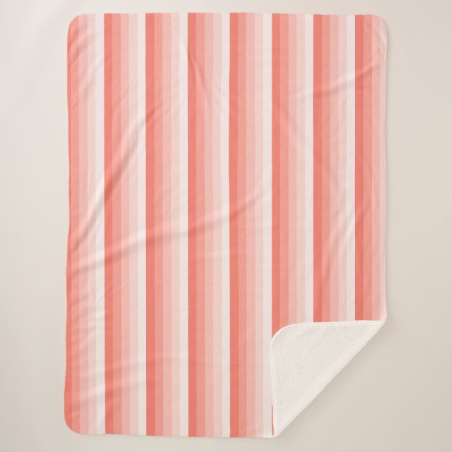 Coral peach shadow stripes sherpa blanket (Front)