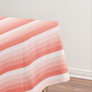 Coral peach shadow stripes tablecloth