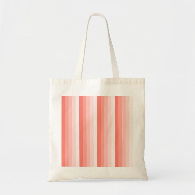 Coral peach shadow stripes tote bag (Front)