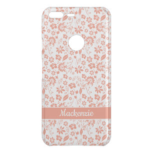 Coral Peach Tropical Girly Flowers Monogram Uncommon Google Pixel XL Case