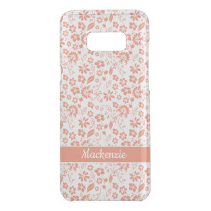 Coral Peach Tropical Girly Flowers Monogram Uncommon Samsung Galaxy S8 Plus Case