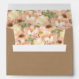 Coral Peach Watercolor Flowers Envelope