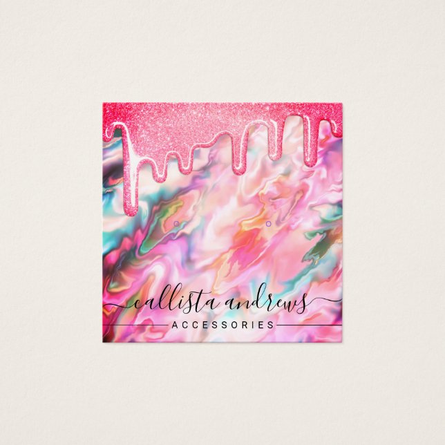 Coral Pearl Opal Glitter Drips Earring Display (Front)