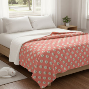 Coral & Pearls Elegant Soft Throw Blanket