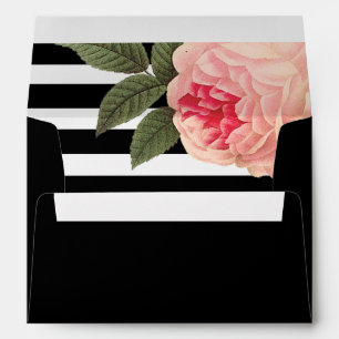 Coral Peonie and Black and White Wedding Envelopes