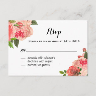 Coral Peonie on Chalkboard RSVP Cards