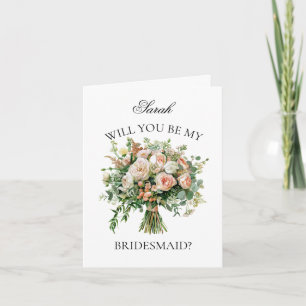 Coral Peonies Bouquet Bridesmaid Proposal Invitation