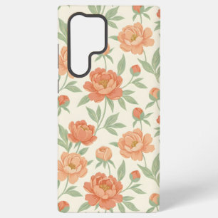 Coral Peony Bloom   Soft Peach Floral Samsung  Galaxy Case