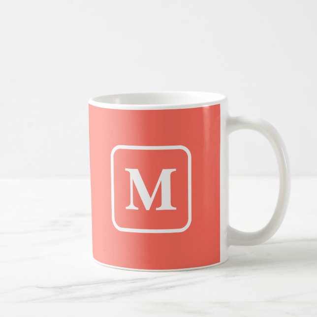 Coral Perfection - One Letter Monogram Coffee Mug (Right)