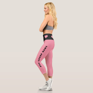 Coral Personalised GROUP/TEAM Name Heart Capri Leggings