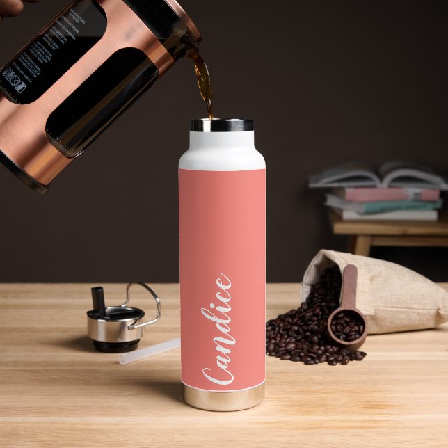 Coral Personalised Wedding Bridesmaid Water Bottle (Coffee)