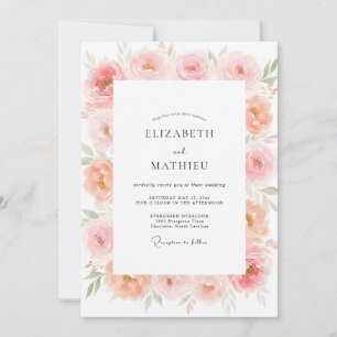 Coral Petal Wedding Invitation
