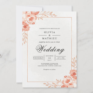 Coral Petal Wedding Invitation