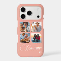 Coral Pink 4 Photo Personalised Name