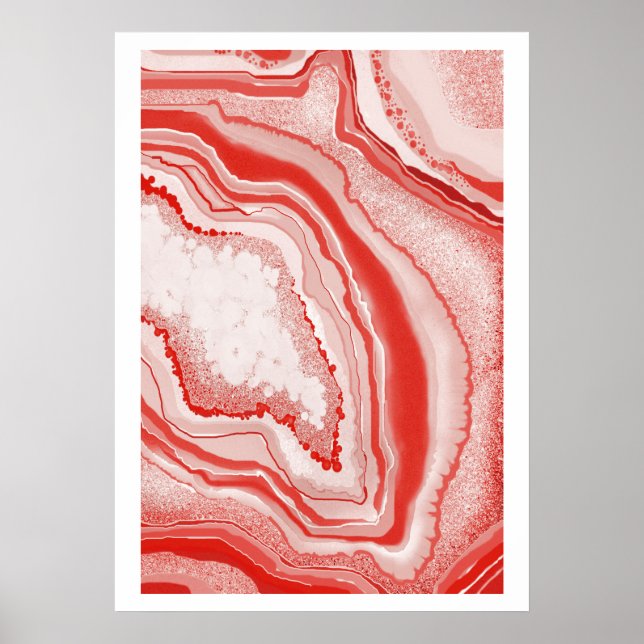 Coral Pink Agate Geode Gemstone Poster (Front)