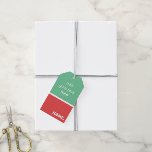 Coral pink and aqua green custom text gift tags
