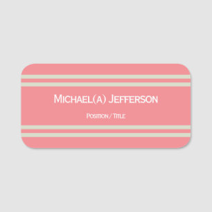 Coral Pink and Chrystal White Elegant Name & Title Tag