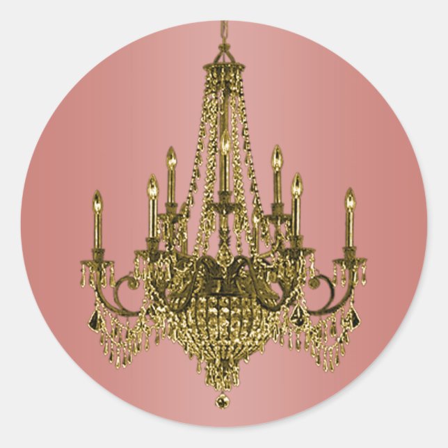 Coral Pink and Gold Chandelier Stickers (Front)