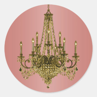 Coral Pink and Gold Chandelier Stickers