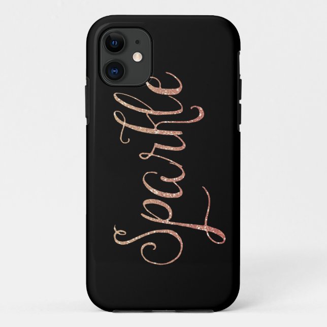 Coral Pink and Gold Faux Glitter Sparkle Case-Mate iPhone Case (Back)