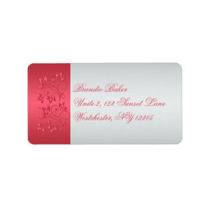 Coral Pink and Grey Floral Address Label