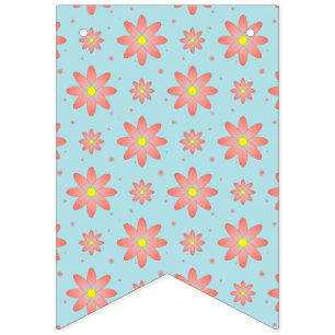Coral pink and powder blue delicate daisy flowers bunting