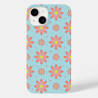 Coral pink and powder blue delicate daisy flowers 