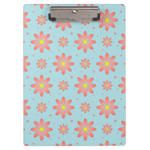 Coral pink and powder blue delicate daisy flowers  clipboard