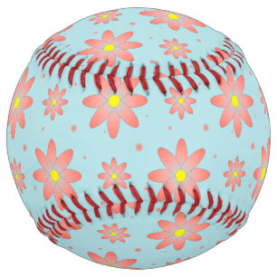 Coral pink and powder blue delicate daisy flowers  softball