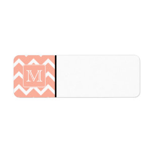 Coral Pink and White Chevron with Custom Monogram.