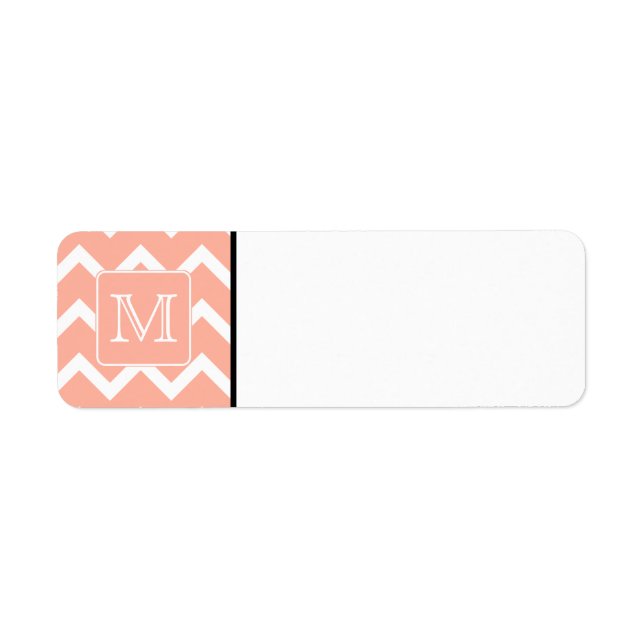 Coral Pink and White Chevron with Custom Monogram. (Front)
