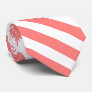 Coral Pink and White Striped Tie