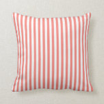 Coral Pink and White Stripes Cushion<br><div class="desc">Alternating coral pink and white stripes pattern square pillow. An elegant striped pattern.</div>