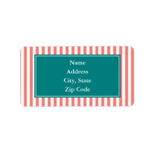 Coral Pink and White Stripes Label