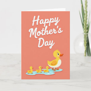 Coral Pink Birds Mothers Day Card