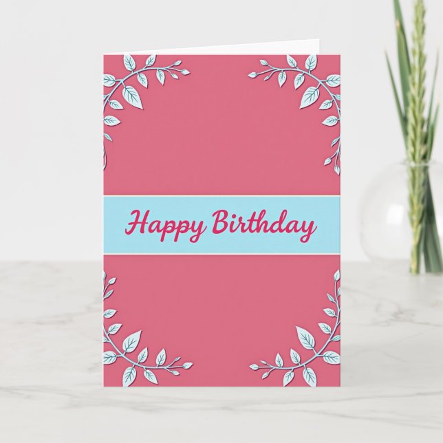 Coral Pink Birthday Wish Card (Front)